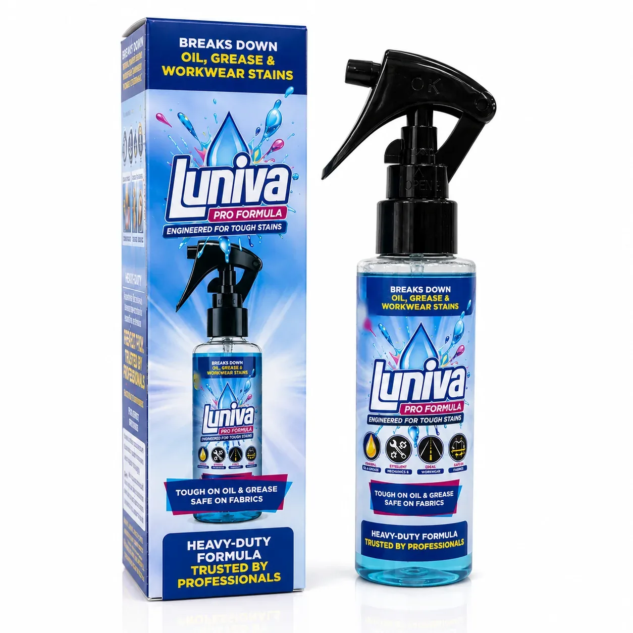 Luniva Pro Formula 100 ml spray bottle with its blue box